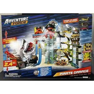 Adventure Force Five-Level Pirate Garage Track Set with Cars and Spiral Tracks